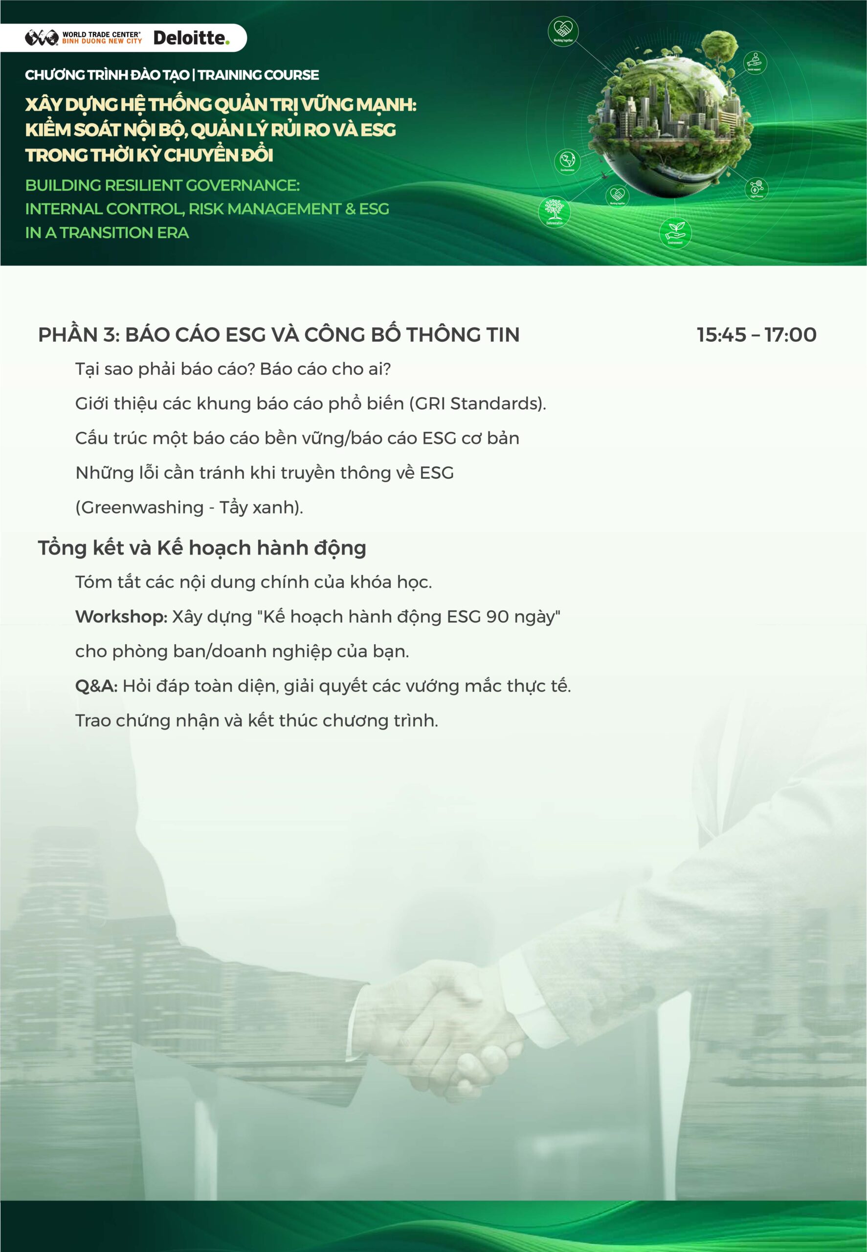 Agenda Chương trình đào tạo Deloitte 2025 tại WTC Bình Dương.