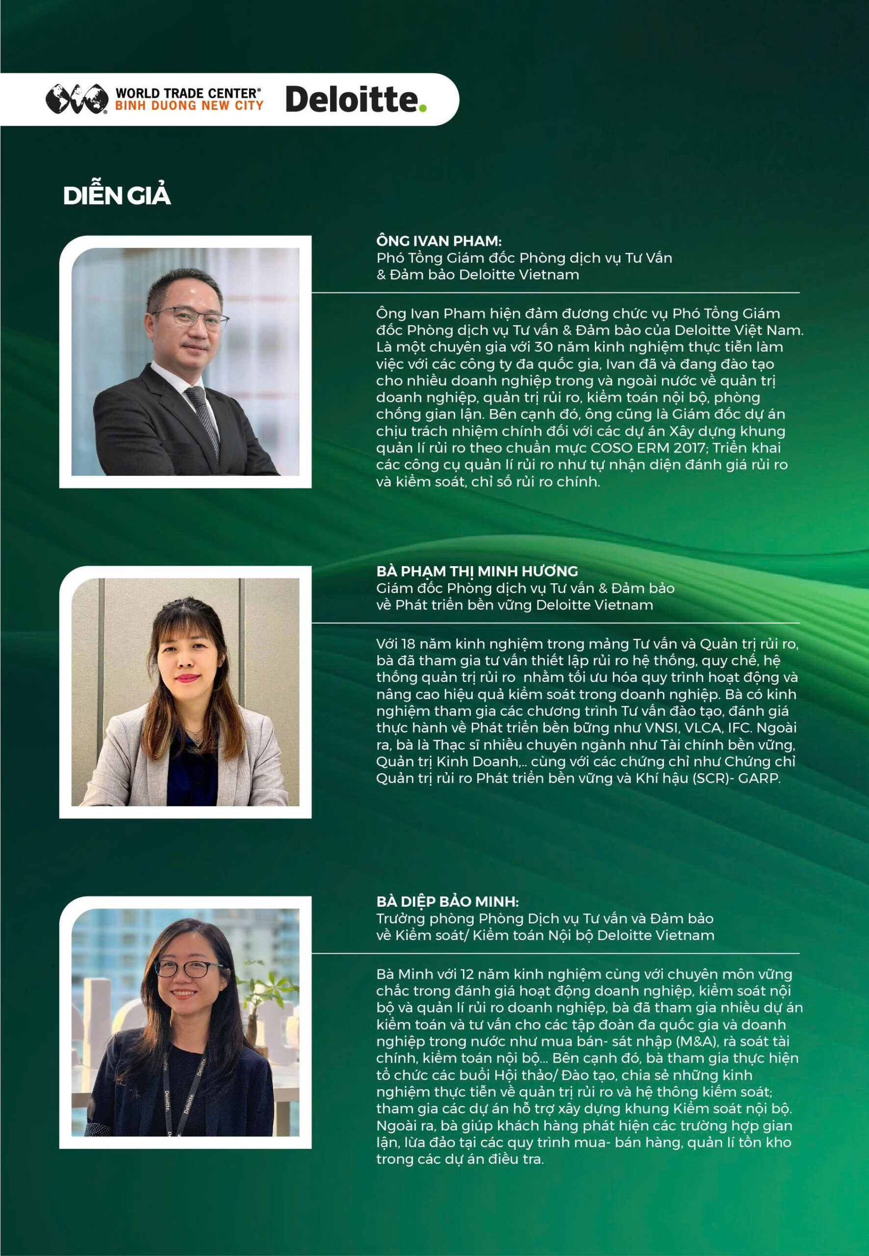 Diễn giả Chương trình đào tạo Deloitte 2025 tại WTC Bình Dương
