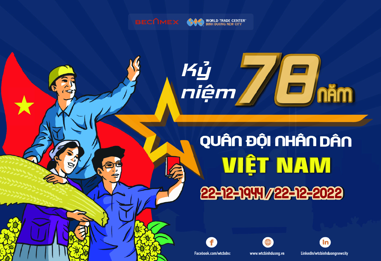CÙNG WTC THÀNH PHỐ MỚI BÌNH DƯƠNG KỶ NIỆM 78 NĂM NGÀY THÀNH LẬP QUÂN ĐỘI NHÂN DÂN VIỆT NAM (22/12/1944 – 22/12/2022)